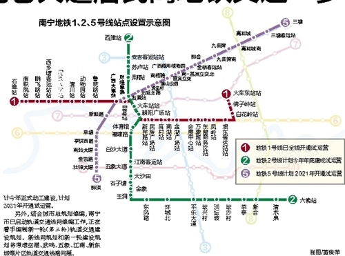 南寧地鐵5號線站點線路圖，南寧軌道交通南寧地鐵五號線規(guī)劃圖